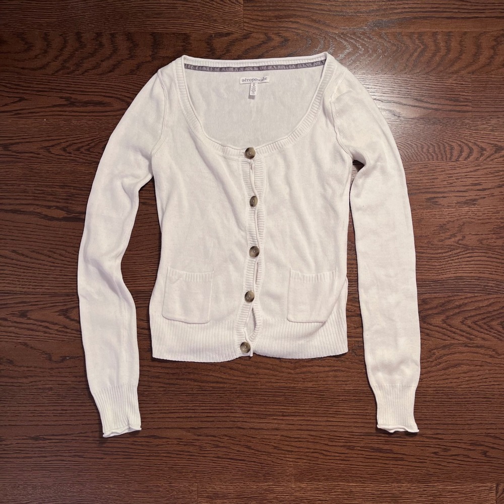 y2k aeropostale cream button up cardigan sweater large
